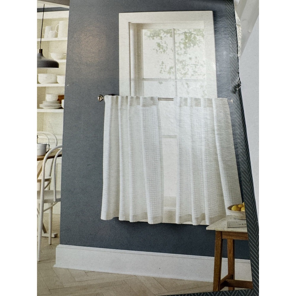 Cafe Curtain Set Light Filtering 2 Panels 36" Kitchen Curtains Minimalist NEW